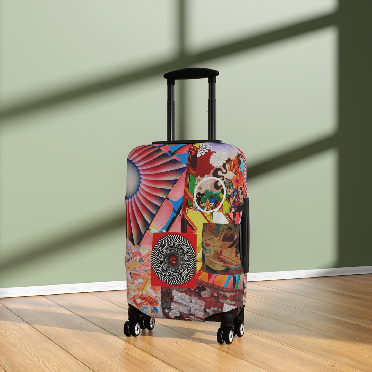 Tempest Collage Artwork Abstract Collage Luggage Cover – Colorful Retro Fan Graphic Travel Protector