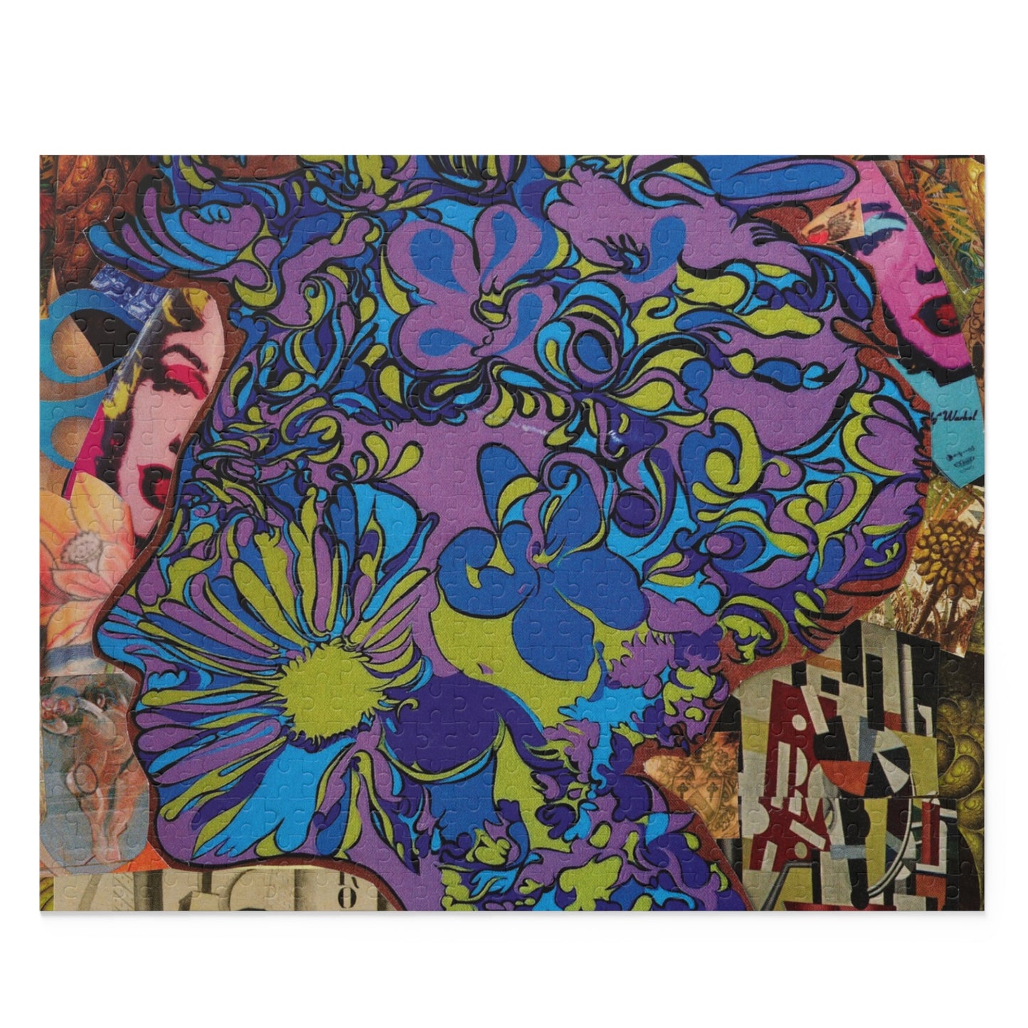Majesty Collage Artwork Psychedelic Floral Skull Puzzle — 120/252/500-Piece Art Jigsaw