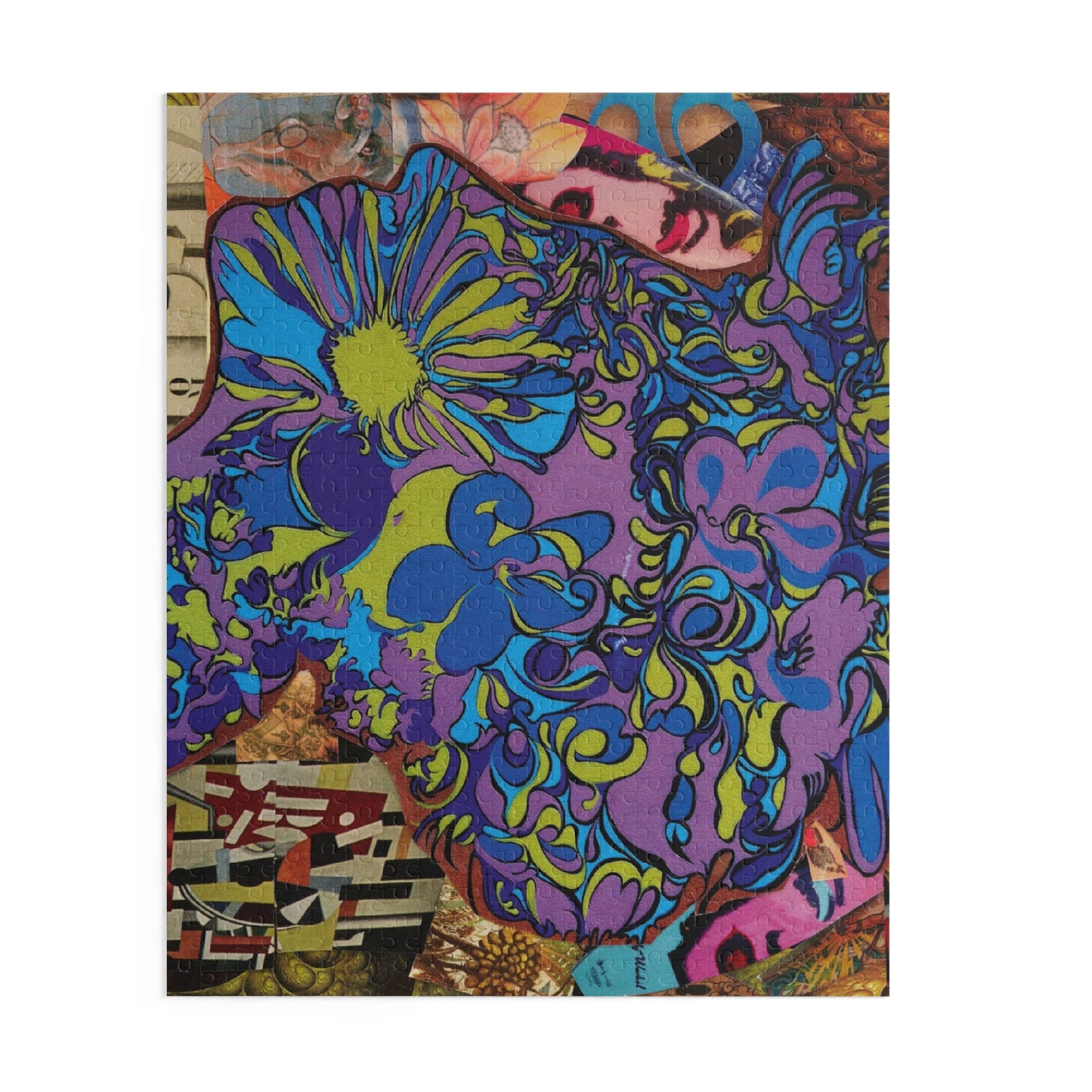 Majesty Collage Artwork Psychedelic Floral Skull Puzzle — 120/252/500-Piece Art Jigsaw