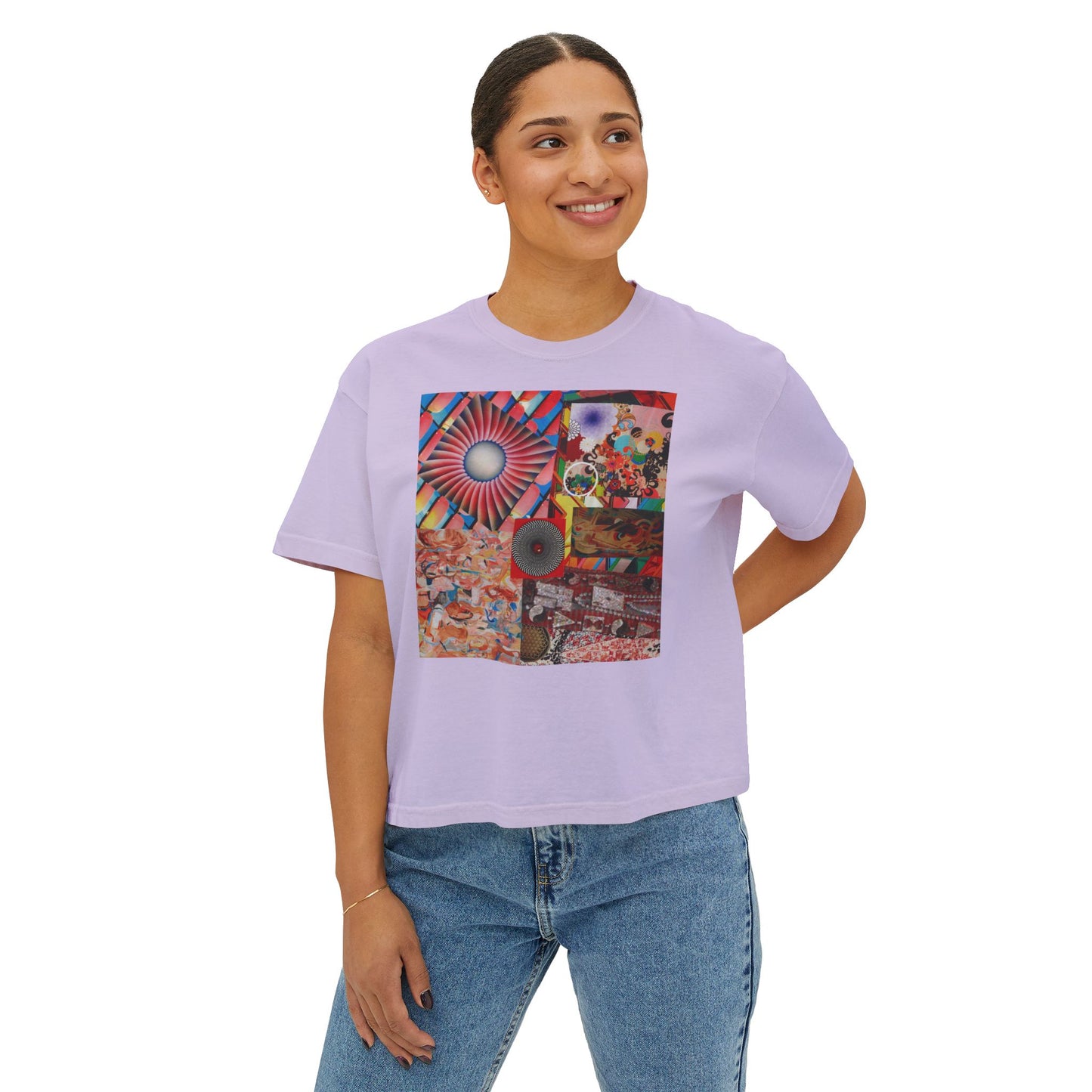 Tempest Collage Artwork  Women’s Boxy Tee — Abstract Collage Art Square Print
