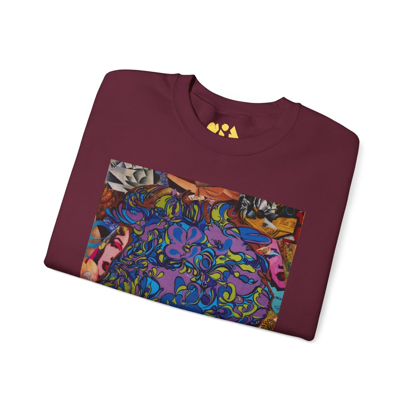 Purple Majesty Sweatshirt — Psychedelic Floral Collage Graphic