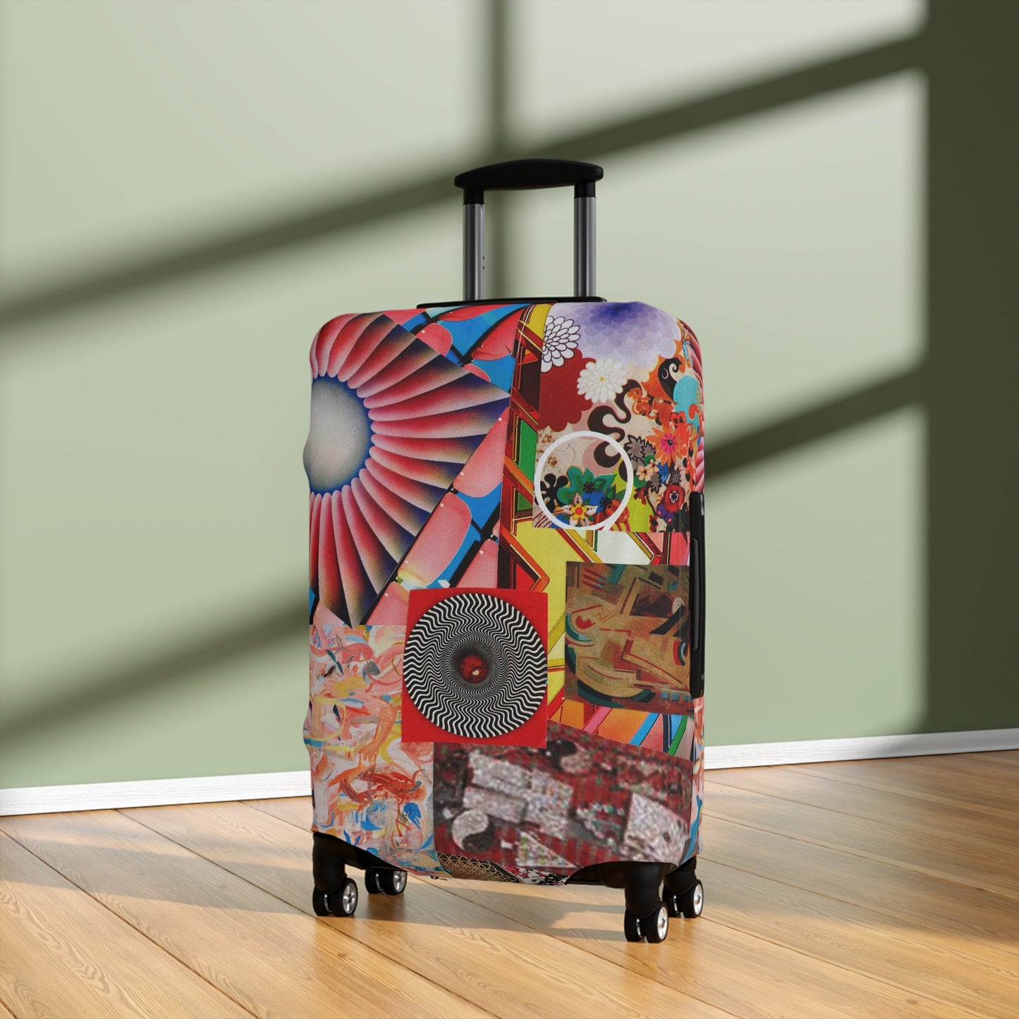 Tempest Collage Artwork Abstract Collage Luggage Cover – Colorful Retro Fan Graphic Travel Protector