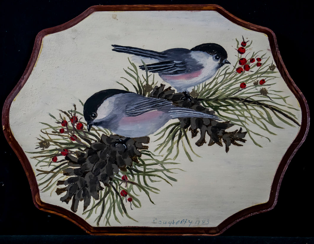Birds painted on wood